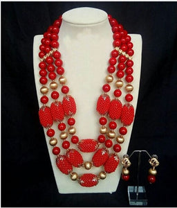 Dubai Gold Costume Women Statement Necklace Set Charms White African Wedding Beads Jewelry Sets for Brides Birthday Gift ABH590