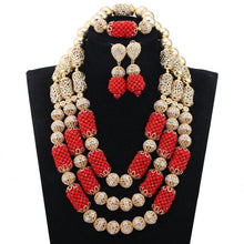 Load image into Gallery viewer, Dubai Gold Costume Women Statement Necklace Set Charms White African Wedding Beads Jewelry Sets for Brides Birthday Gift ABH590