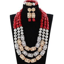 Load image into Gallery viewer, Dubai Gold Costume Women Statement Necklace Set Charms White African Wedding Beads Jewelry Sets for Brides Birthday Gift ABH590