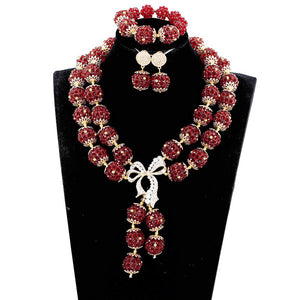 Dubai Gold Costume Women Statement Necklace Set Charms White African Wedding Beads Jewelry Sets for Brides Birthday Gift ABH590