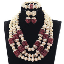 Load image into Gallery viewer, Dubai Gold Costume Women Statement Necklace Set Charms White African Wedding Beads Jewelry Sets for Brides Birthday Gift ABH590