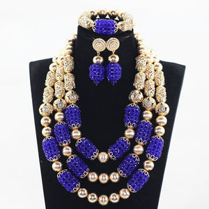 Dubai Gold Costume Women Statement Necklace Set Charms White African Wedding Beads Jewelry Sets for Brides Birthday Gift ABH590